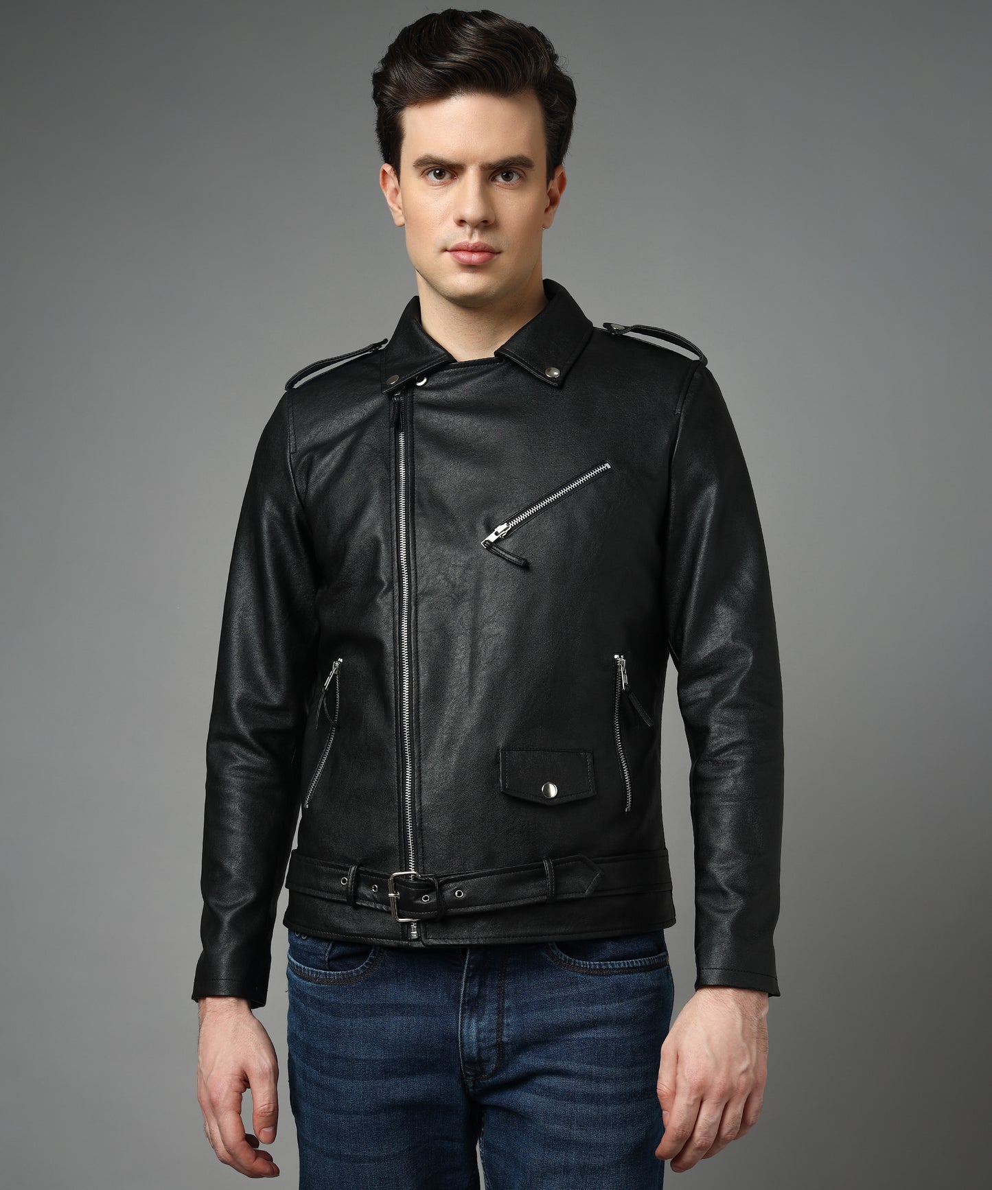 Temptation Men Biker Jacket: Unleash Your Edge in Black with Bold Zip Design 🏍️