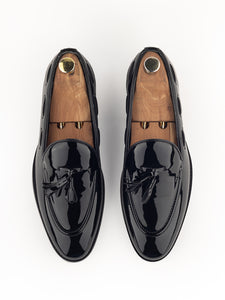 Philippe Nappa Cognac Coal Black Tassel Slipon Loafers For Men