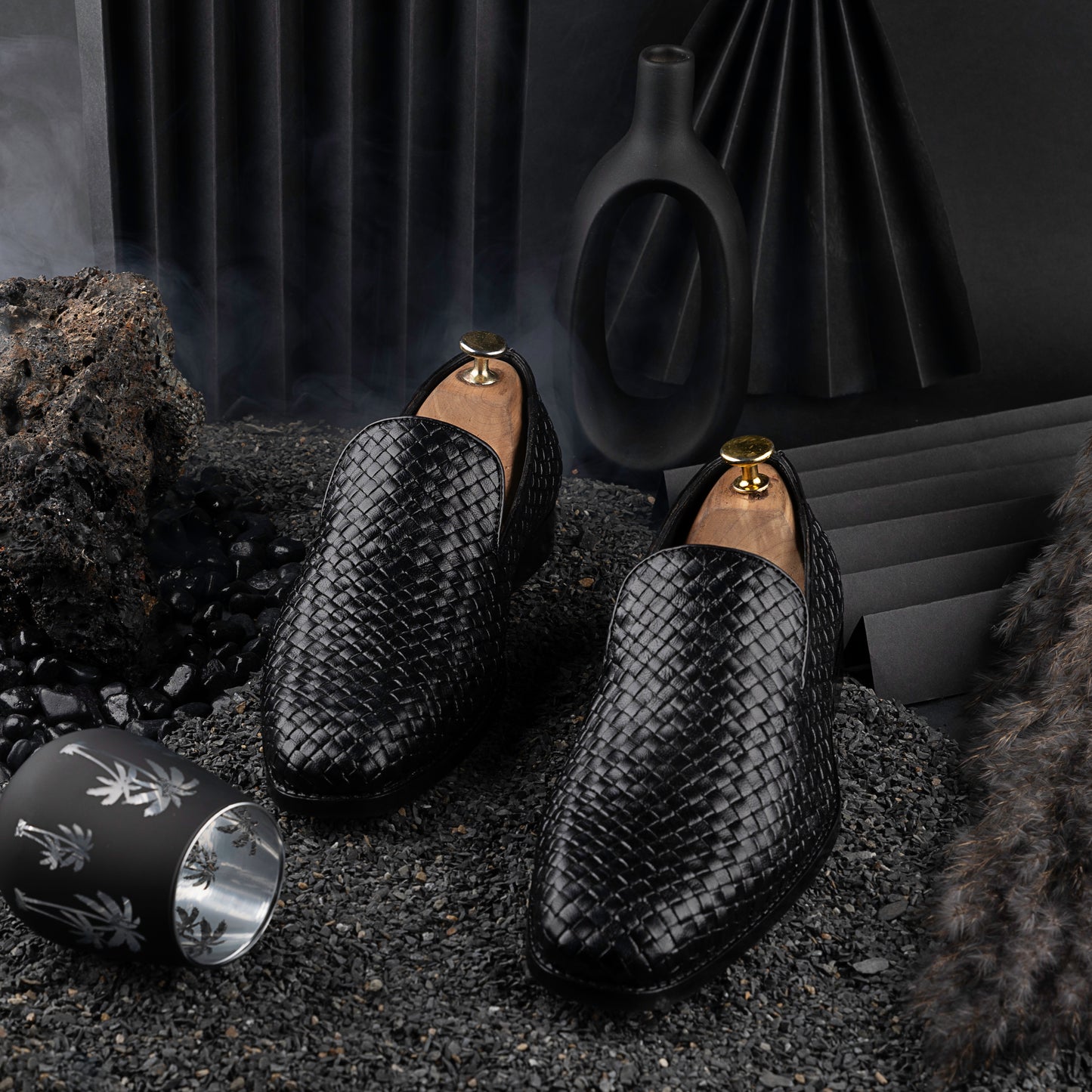 Maroush Burnished Hand Woven Slipon Loafers Shoes For Men