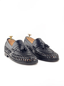 Mario Morato Hand Woven Coal Tassel Loafers For Men
