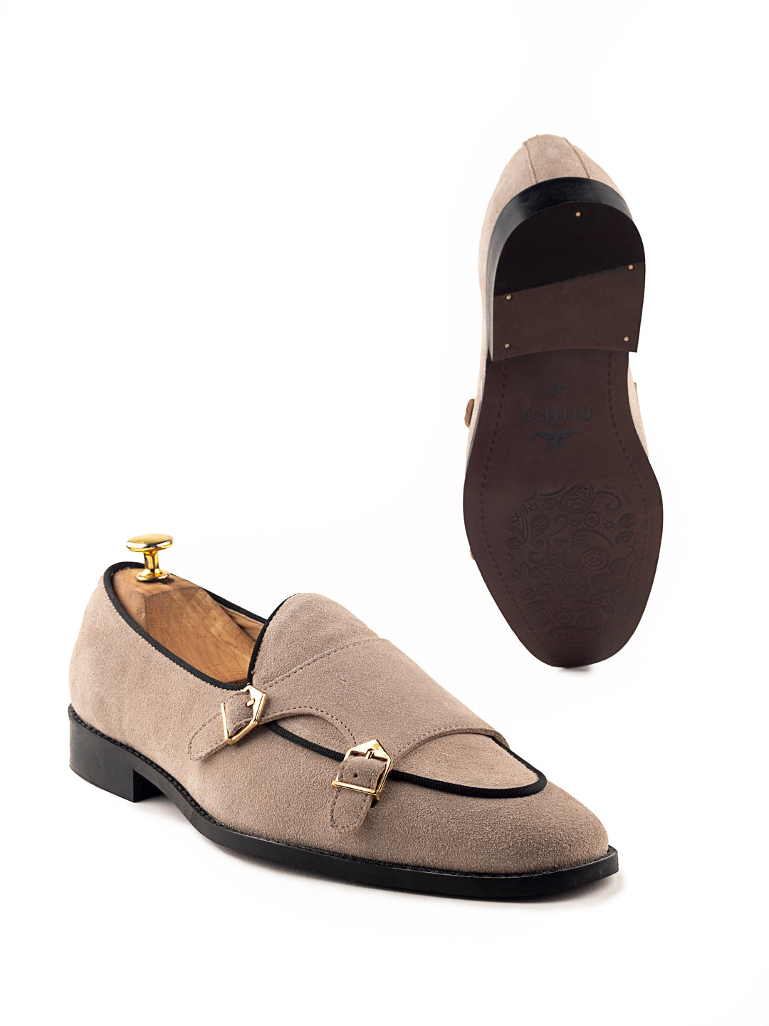 Sapphire Luxe Batwing Double Strap Monk Shoes For Men