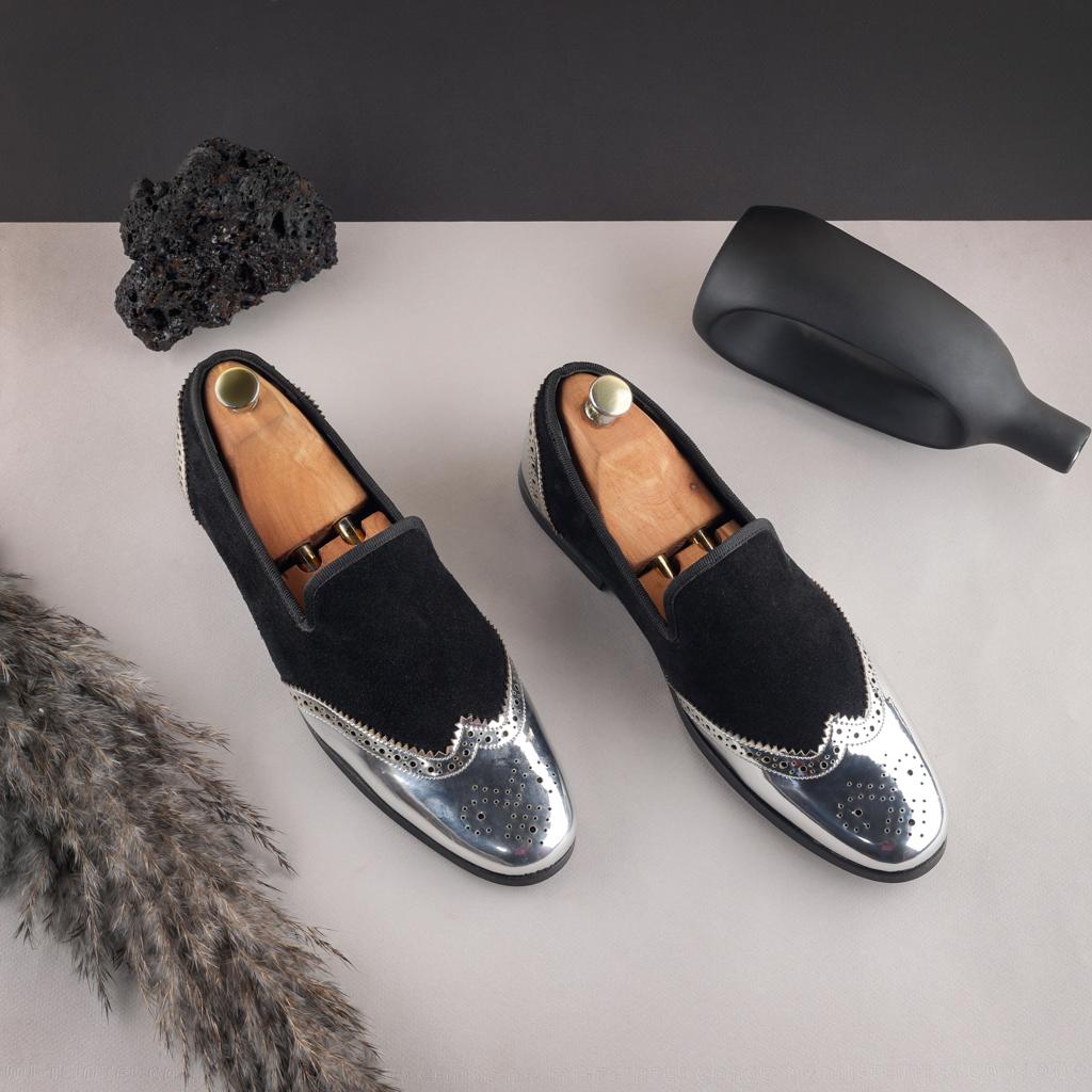 Ghost Waxed Coal Silver Cut Slipon Loafers Shoes For Men