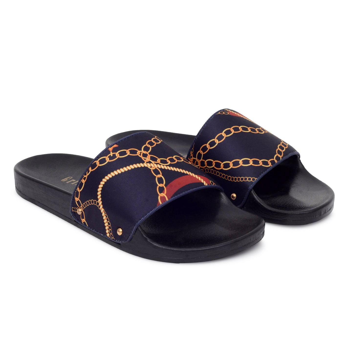 NAUGHTY INDIGO CHAIN BEACH SLIDER