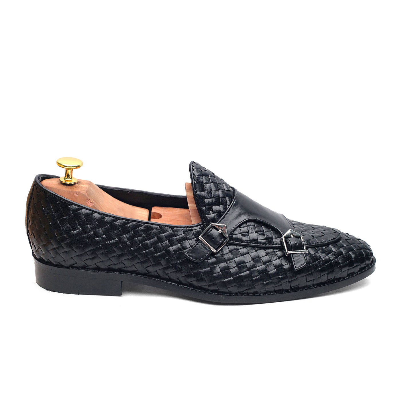 Christian Coal Batwing Double Strap Monk Shoes For Men