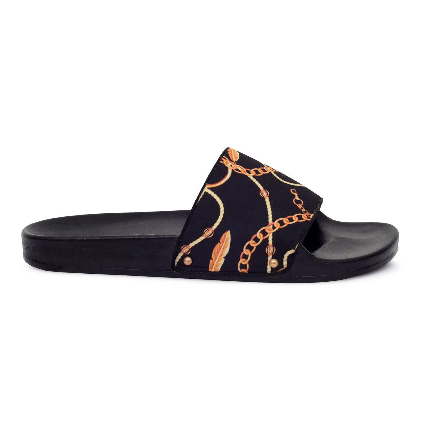 NAUGHTY GOLD CHAIN BEACH SLIDER