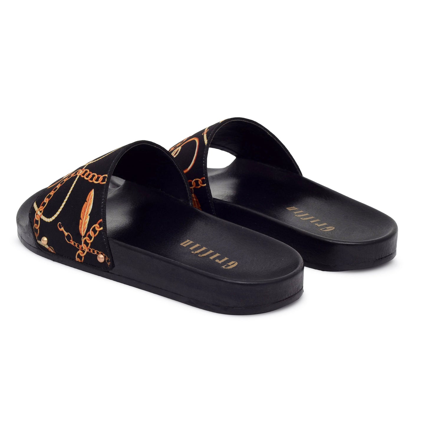 NAUGHTY GOLD CHAIN BEACH SLIDER