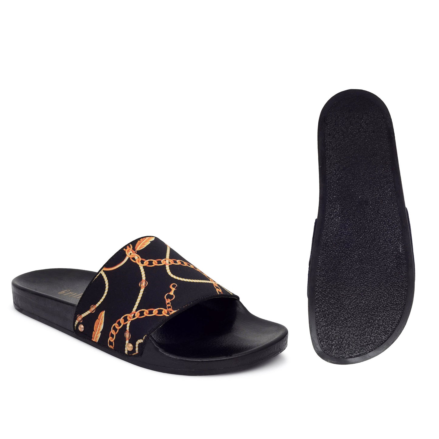 NAUGHTY GOLD CHAIN BEACH SLIDER