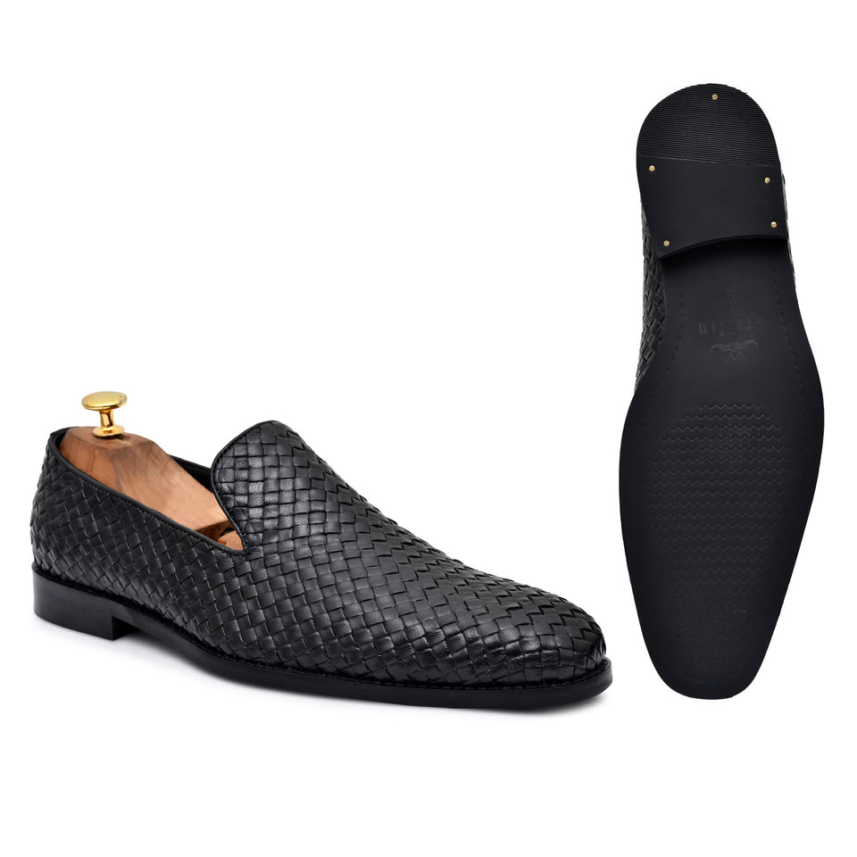 Maroush Burnished Hand Woven Slipon Loafers Shoes For Men