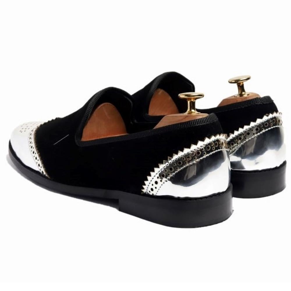 Ghost Waxed Coal Silver Cut Slipon Loafers Shoes For Men