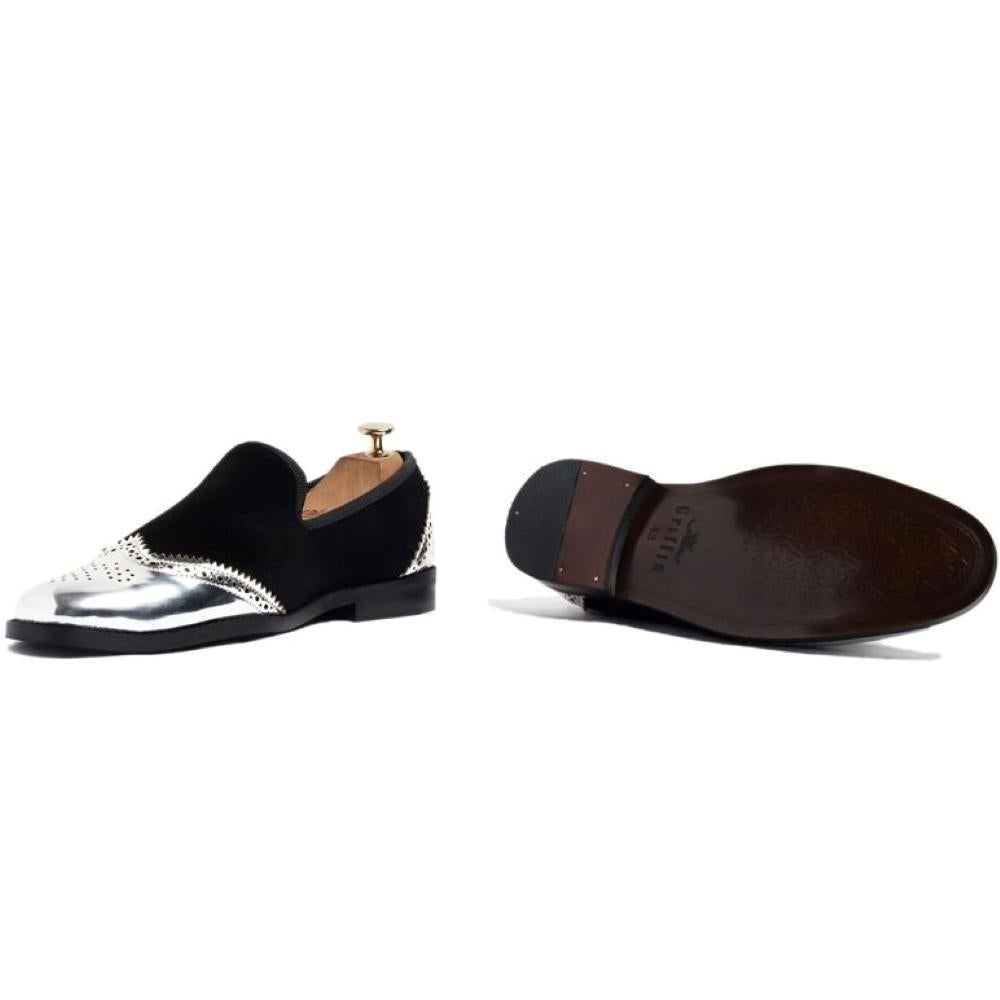 Ghost Waxed Coal Silver Cut Slipon Loafers Shoes For Men