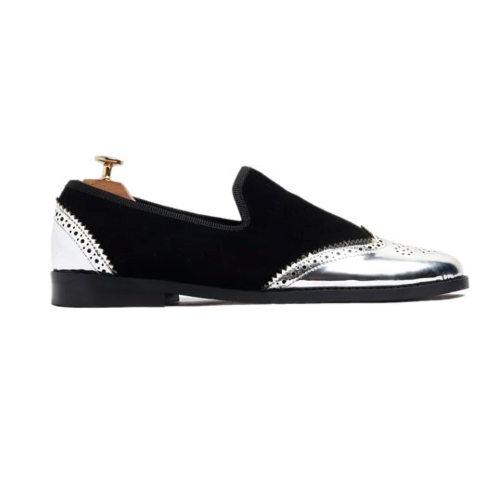Ghost Waxed Coal Silver Cut Slipon Loafers Shoes For Men