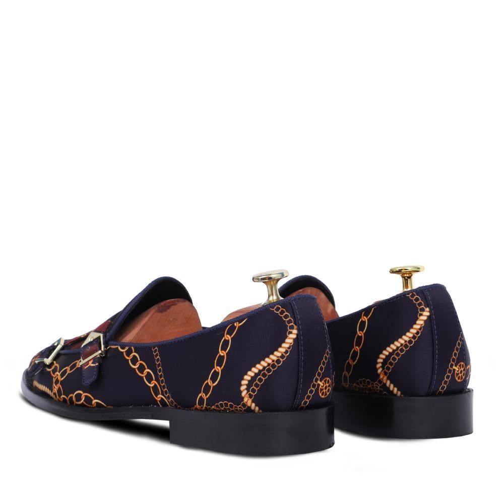 Jacquard Balmoral Batwing Double Strap Monk Custom Shoes For Men