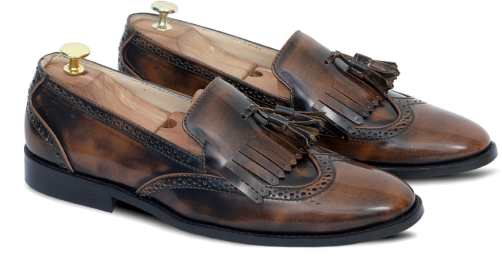 Belgian Split Tone Cocoa Slipon Loafers For Men