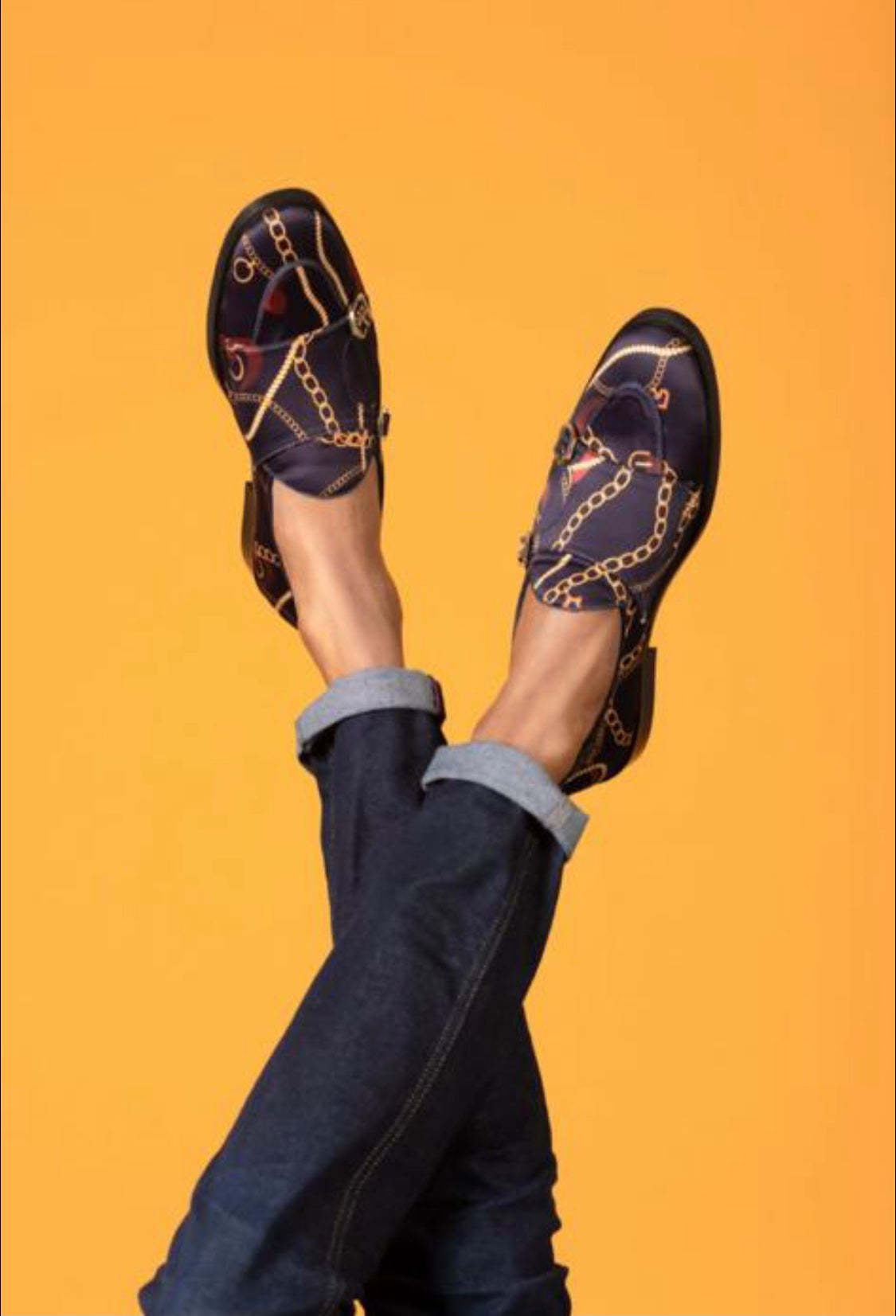 Jacquard Balmoral Batwing Double Strap Monk Custom Shoes For Men