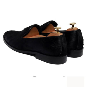 Cabana Coal Phonyhair Leather Slipon Loafers Shoes For Men