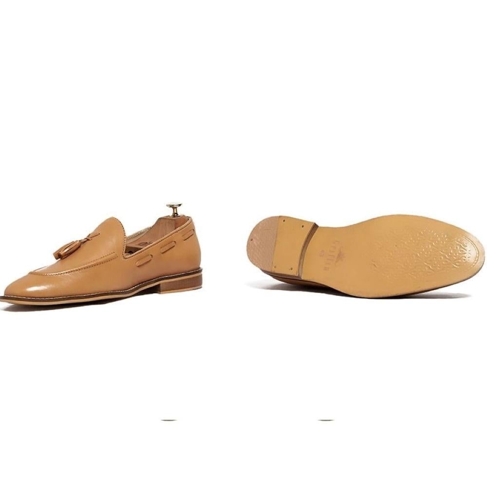Cigar Belarus Calfskin Leather Loafers For Men