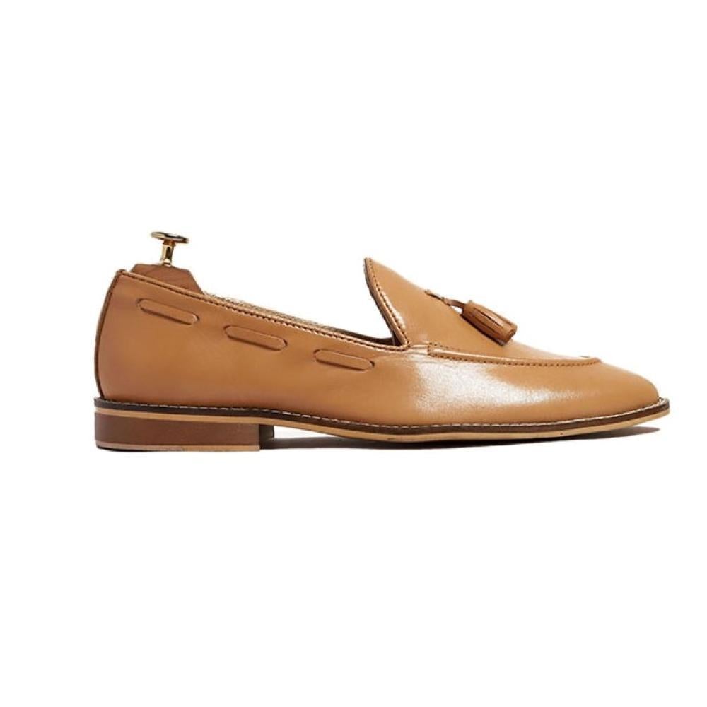 Cigar Belarus Calfskin Leather Loafers For Men