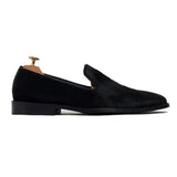 Cabana Coal Phonyhair Leather Slipon Loafers Shoes For Men