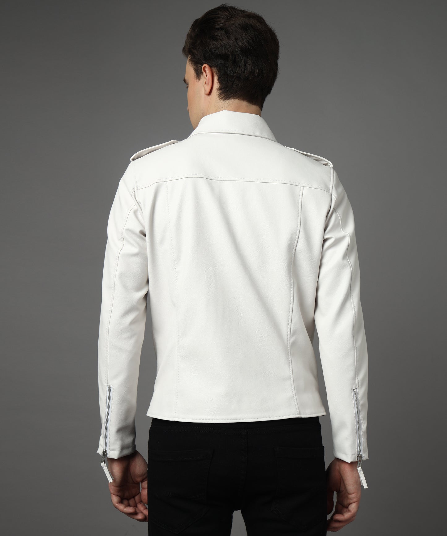 IceScent Elite Men Rider Jacket White zipper With Belt Design