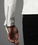 IceScent Elite Men Rider Jacket White zipper With Belt Design