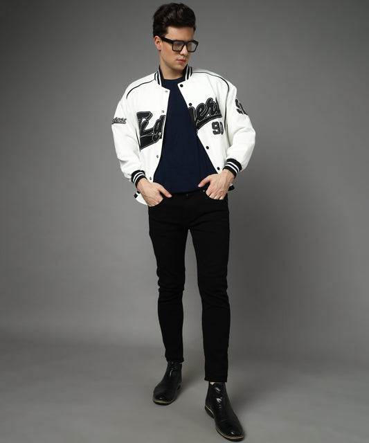 Mojave Tiger Men Baseball Bomber Jacket: 🐅 Unleash Your Hip Hop Style in White ⚾🎤