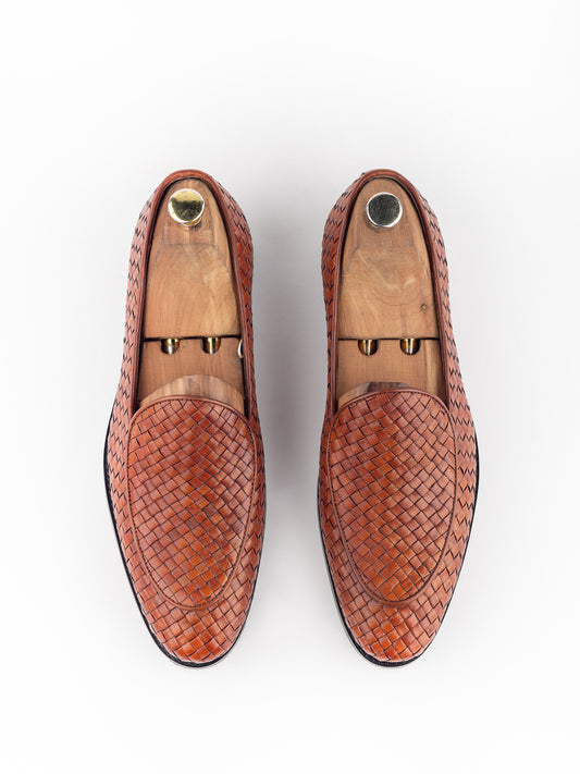 Headout Romper Hand Woven Tan Penny Slipons men loafers