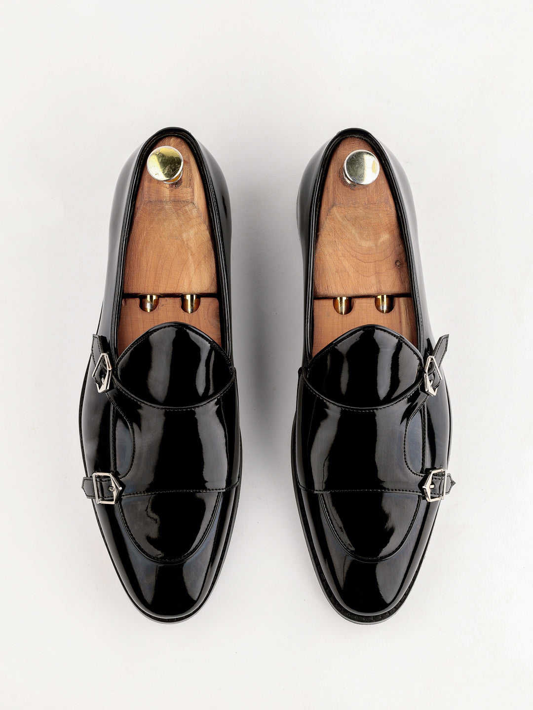 Rosso Escade Black Monk Loafers Shoes For Men