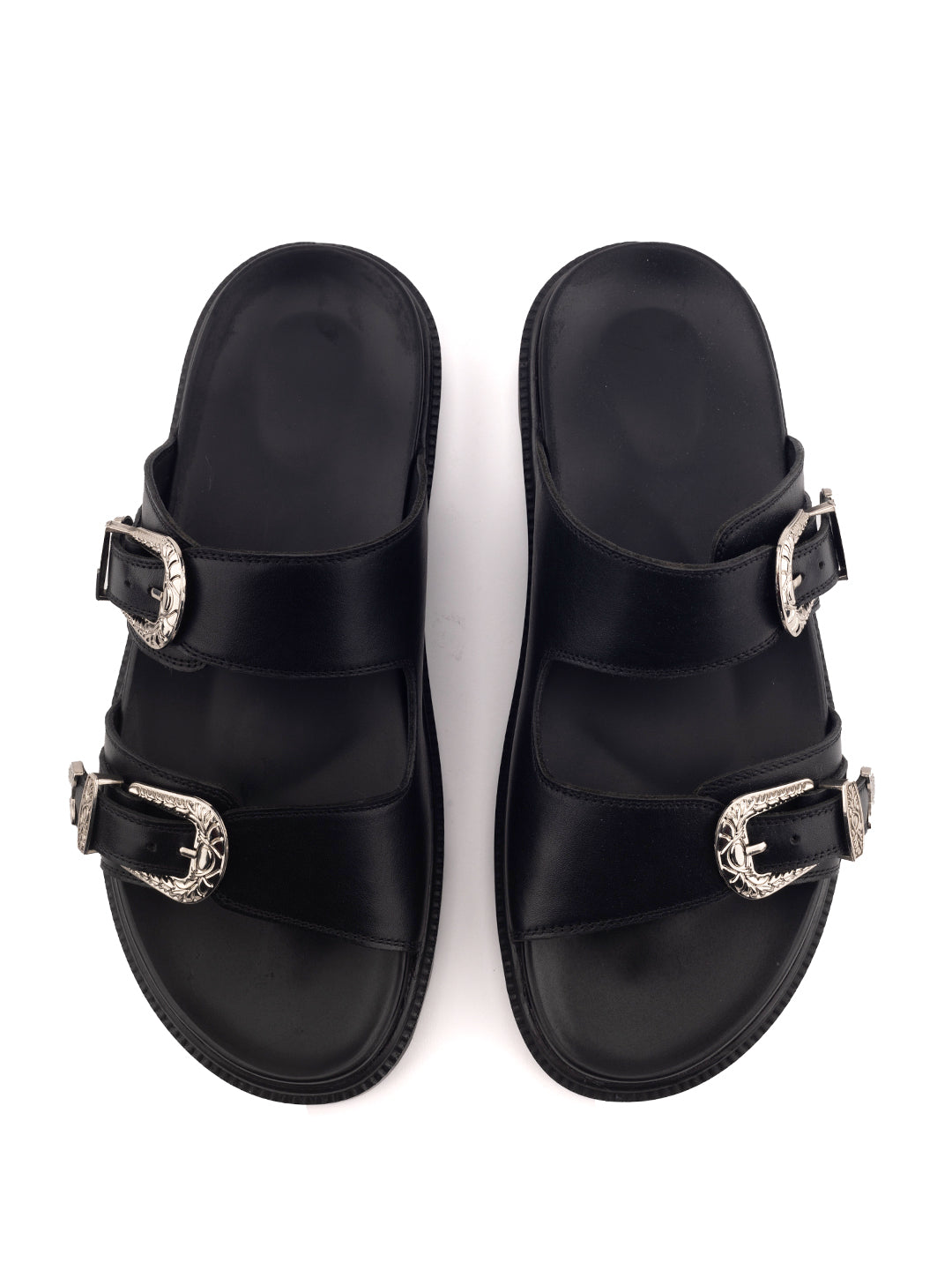 FAENTINI DUST THE COW BOY DOUBLE BUCKLE BLACK SLIDER