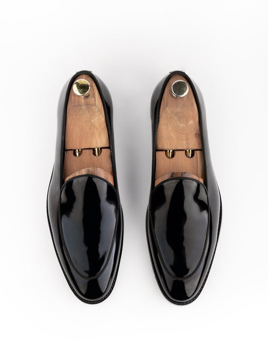 Coco Dona Black Patent Men Slipons Loafers