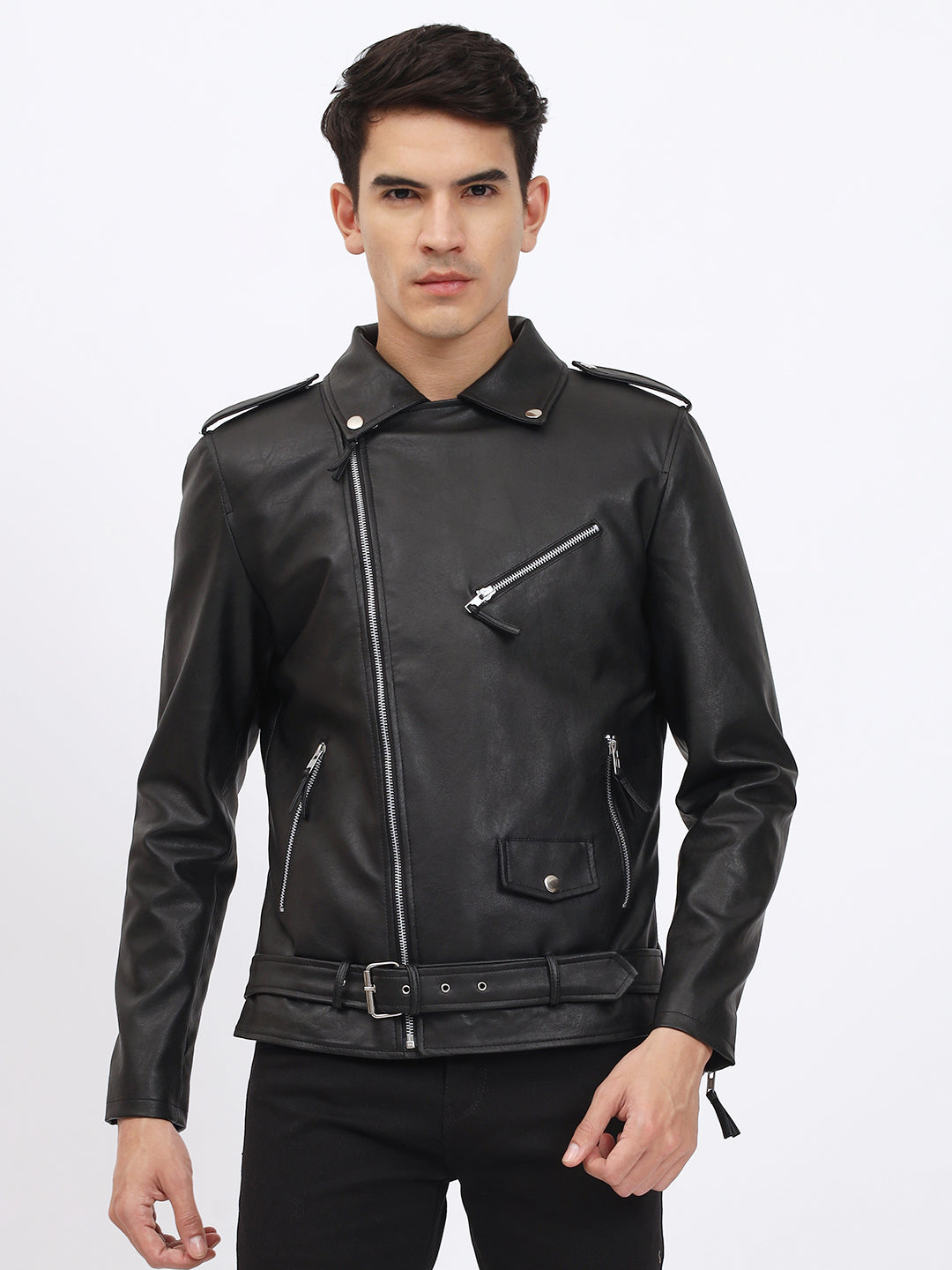 Temptation Men Biker Jacket: Unleash Your Edge in Black with Bold Zip Design 🏍️