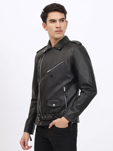 Temptation Men Biker Jacket: Unleash Your Edge in Black with Bold Zip Design 🏍️