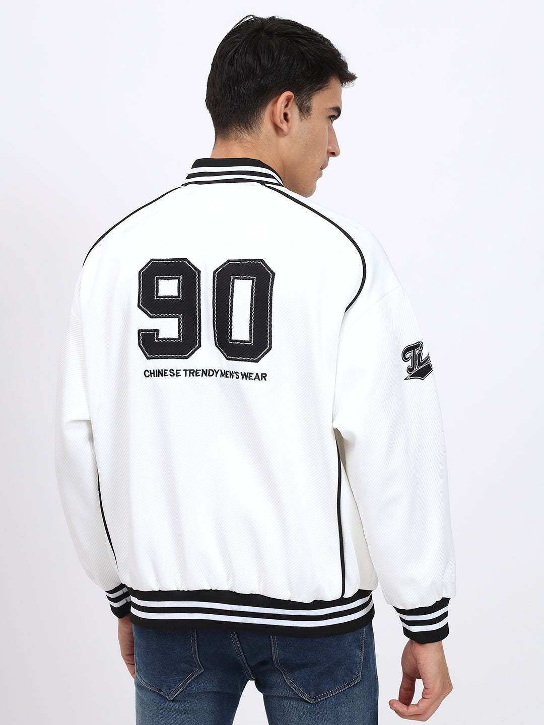 Mojave Tiger Men Baseball Bomber Jacket: 🐅 Unleash Your Hip Hop Style in White ⚾🎤