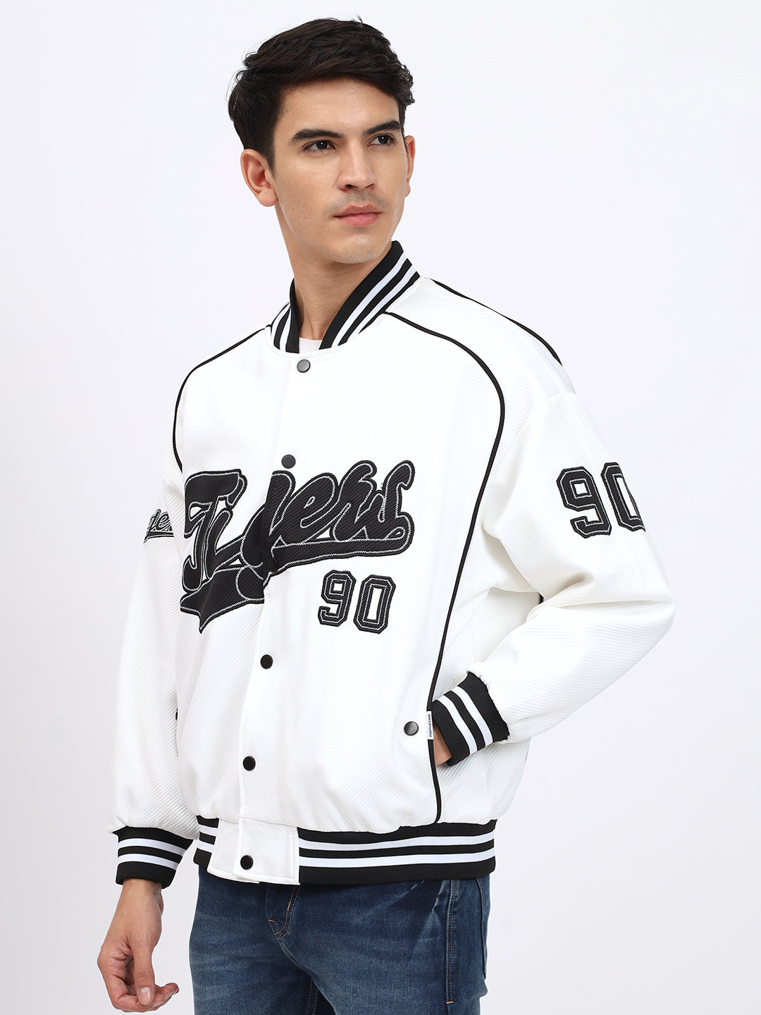 Mojave Tiger Men Baseball Bomber Jacket: 🐅 Unleash Your Hip Hop Style in White ⚾🎤