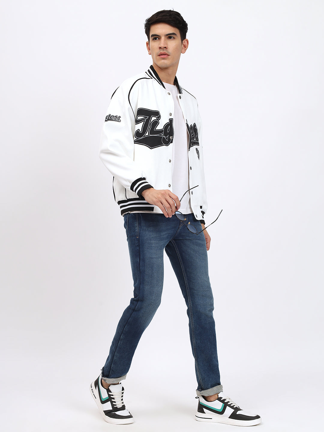 Mojave Tiger Men Baseball Bomber Jacket: 🐅 Unleash Your Hip Hop Style in White ⚾🎤