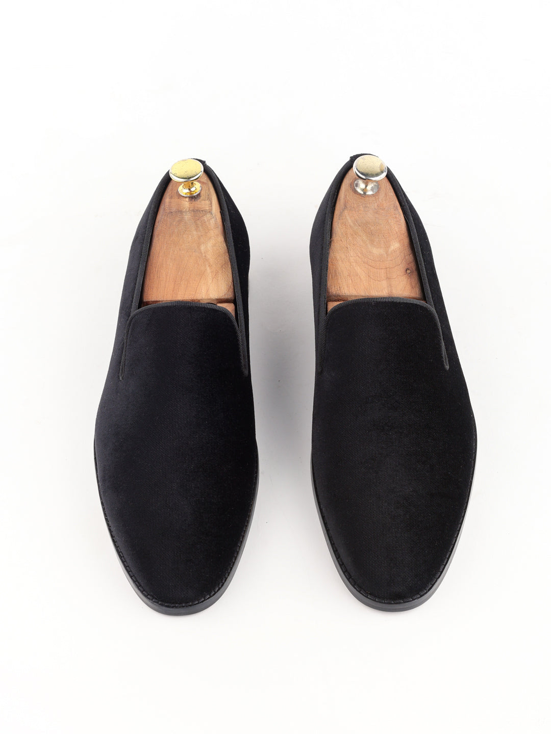 Bel Rebel Black Velvet Slipons Loafers Shoes For Men