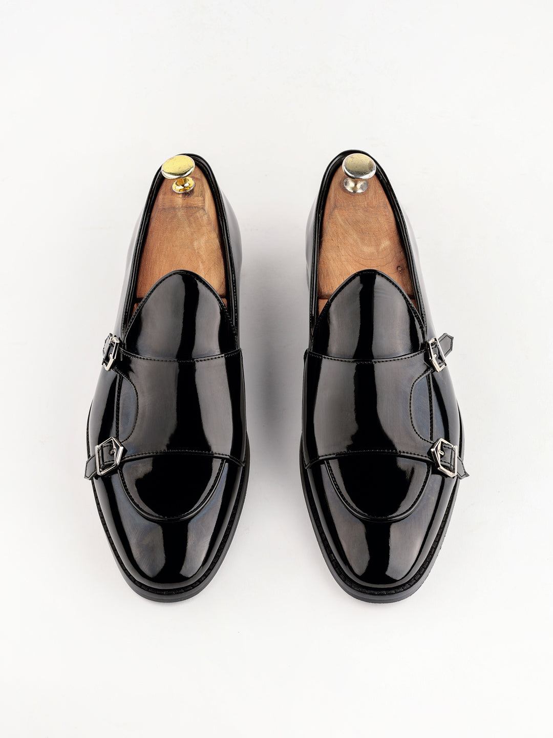 Rosso Escade Black Monk Loafers Shoes For Men