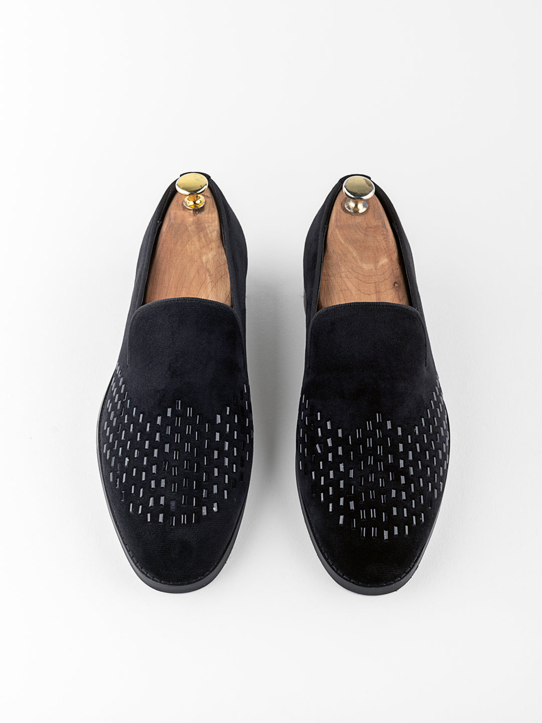 BERLUTI BLACK SIROSKI VELVET LOAFER