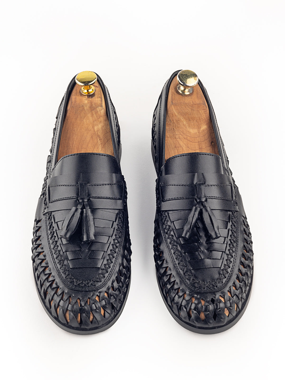 Mario Morato Hand Woven Coal Tassel Loafers For Men