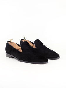 Bel Rebel Black Velvet Slipons Loafers Shoes For Men