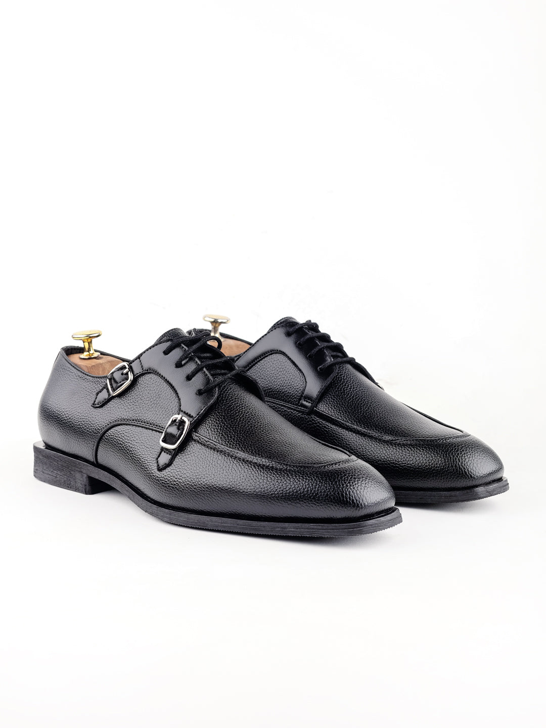 Archillies Blend Black monk laceup shoes for men