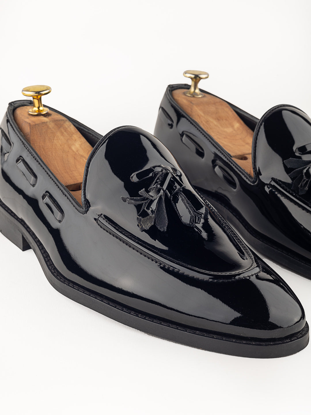 Philippe Nappa Cognac Coal Black Tassel Slipon Loafers For Men