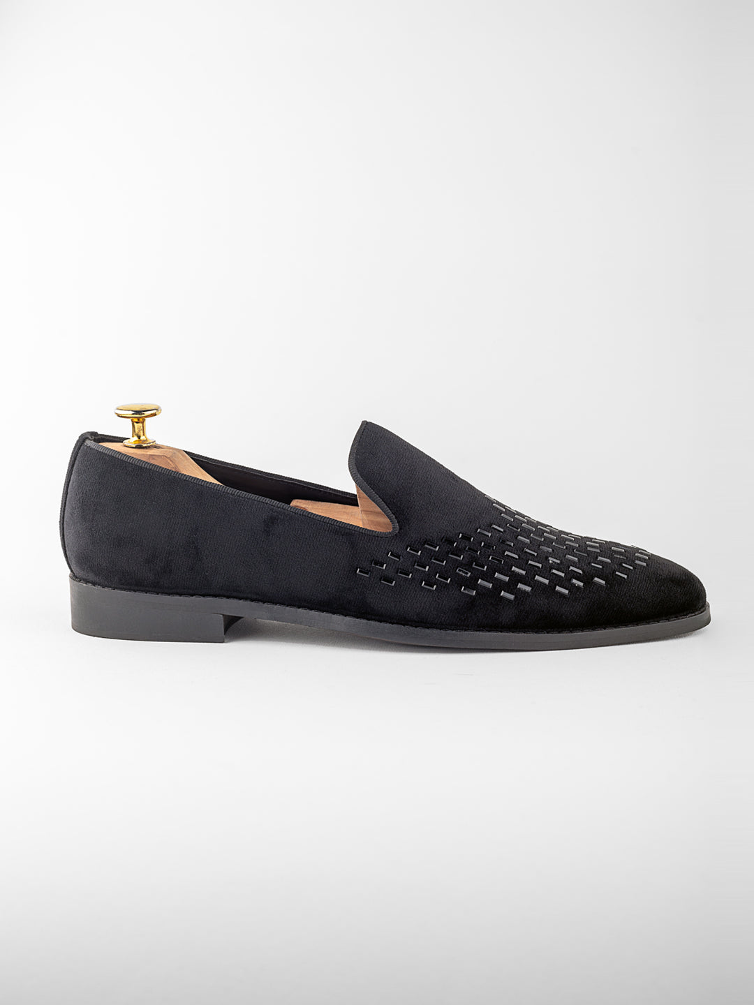 BERLUTI BLACK SIROSKI VELVET LOAFER