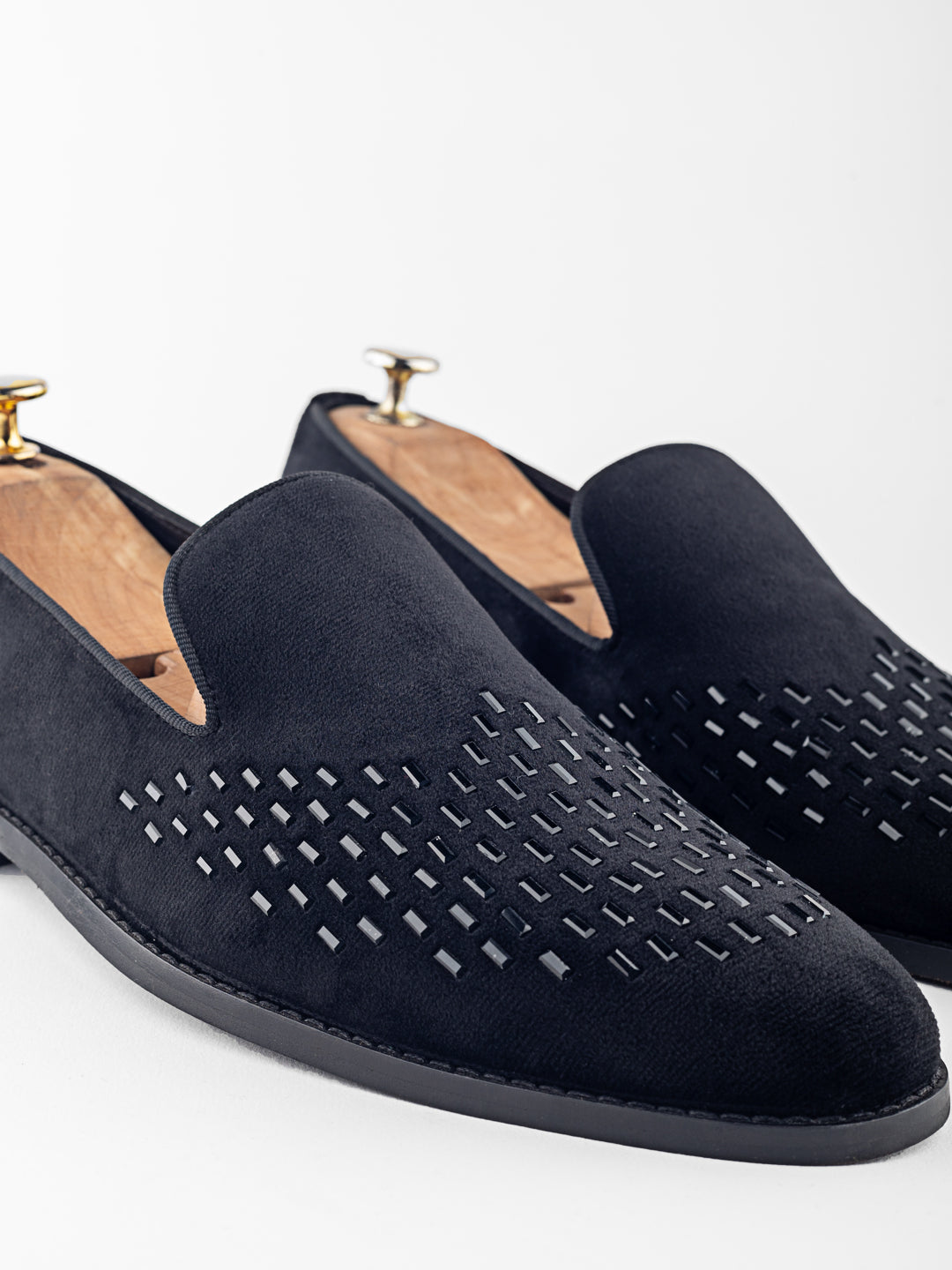 BERLUTI BLACK SIROSKI VELVET LOAFER