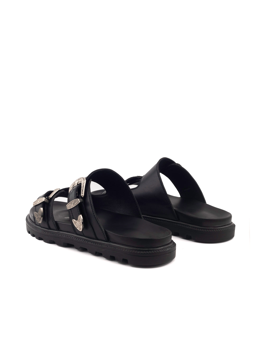 FAENTINI DUST THE COW BOY DOUBLE BUCKLE BLACK SLIDER