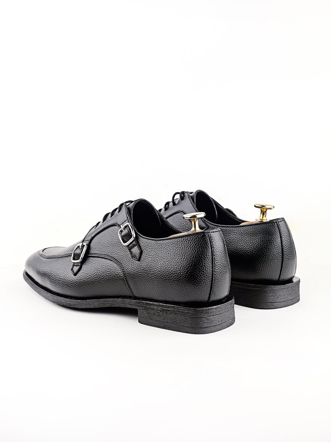 Archillies Blend Black monk laceup shoes for men