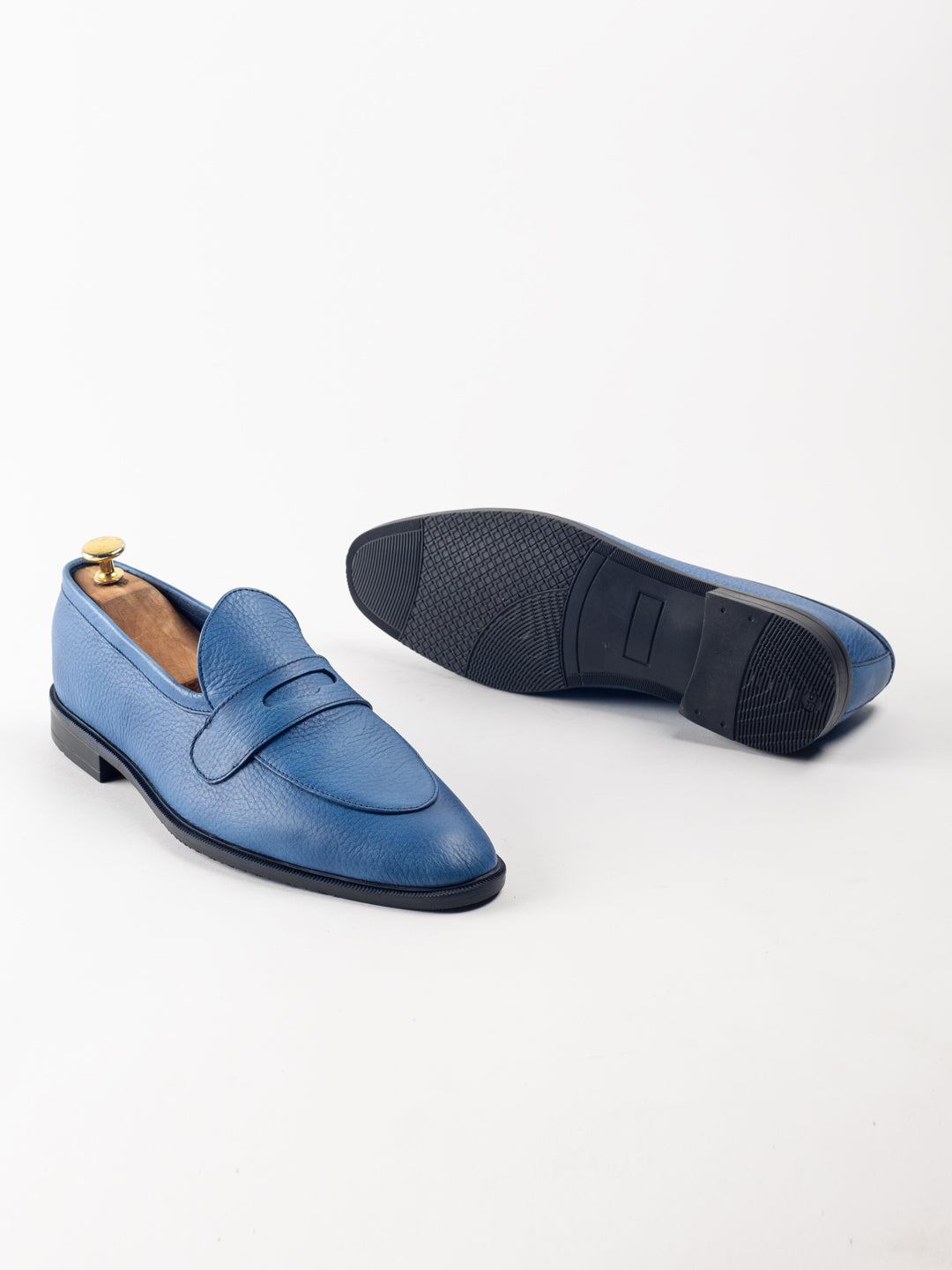 Tam Dao Aqua Blue Luxury Penny Loafers For Men