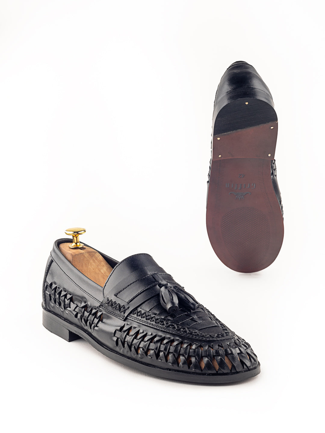 Mario Morato Hand Woven Coal Tassel Loafers For Men