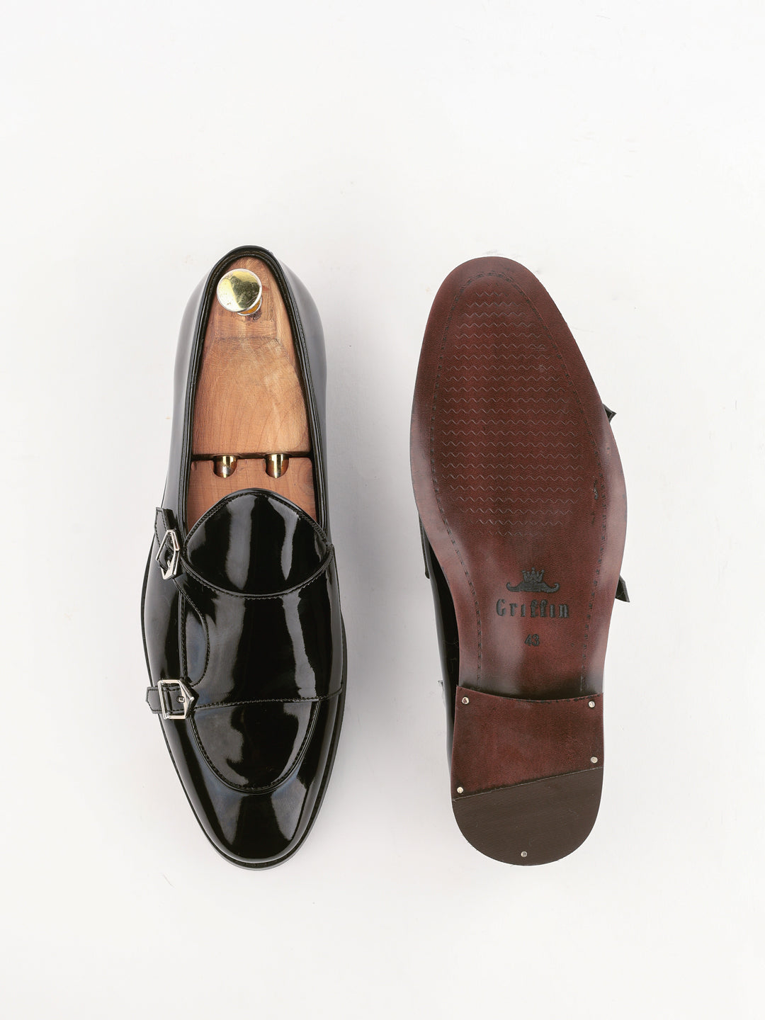 Rosso Escade Black Monk Loafers Shoes For Men