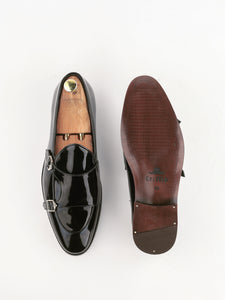 Rosso Escade Black Monk Loafers Shoes For Men