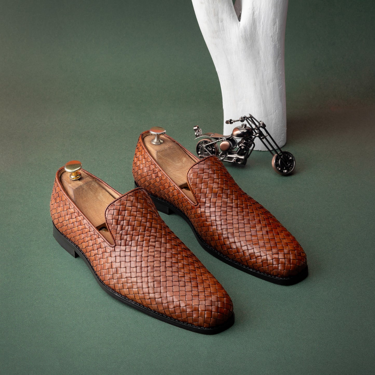 MAROUSH BURNISHED HAND WOVEN SLIP-ONS